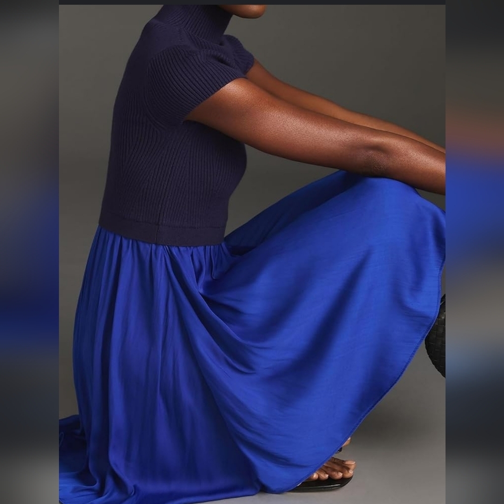 Anthropologie Turtleneck Mini Dress Royal Blue size Small